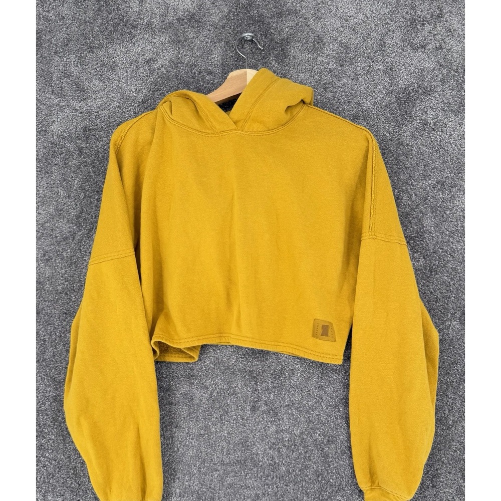 Savage X Fenty Women's Small Mustard Yellow Cropped Pullover Hoodie Oversized
